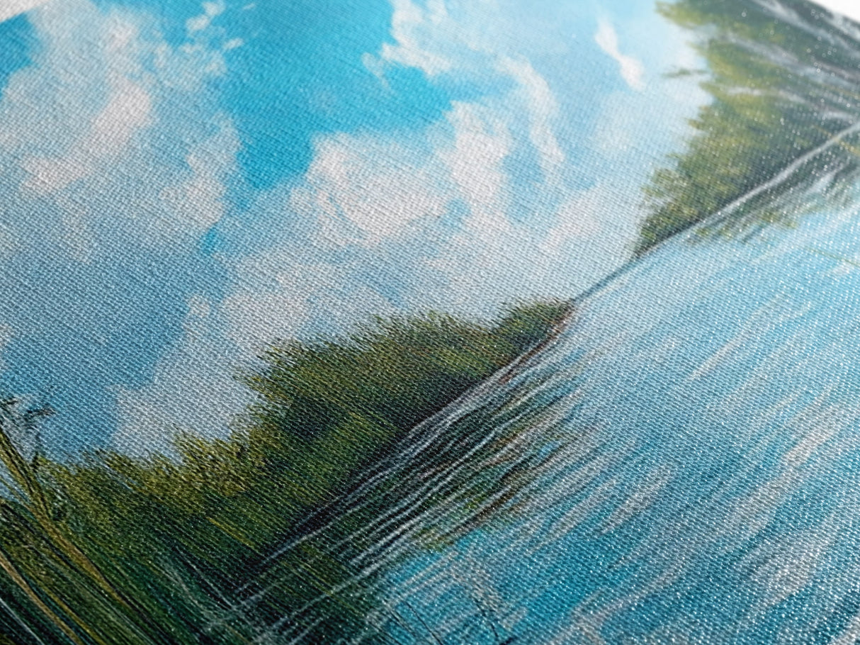 Tranquil River Landscape Art, Serene Water Painting, Nature Wall Decor, Blue Green Home Decor, Modern Office Wall Art