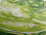 Abstract Green Swirl Painting, Modern Contemporary Wall Art, Nature Inspired Water Reflection, Trendy Office, Framed Canvas Print