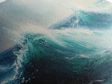 Stormy Sea Framed Canvas Print Dramatic Ocean Waves Painting, Moody Nautical Wall Art, Deep Blue Coastal Decor, Living Room Art