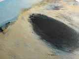 Desert Hole Mystery Framed Canvas Print - Surreal Sand Dune Painting, Minimalist Earthy Wall Art, Unique Living Space