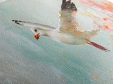 Seagull Flight Canvas Print Coastal Wall Art, Beach House Decor, Soaring Bird Painting, Ocean Lover Gift, Minimalist Art