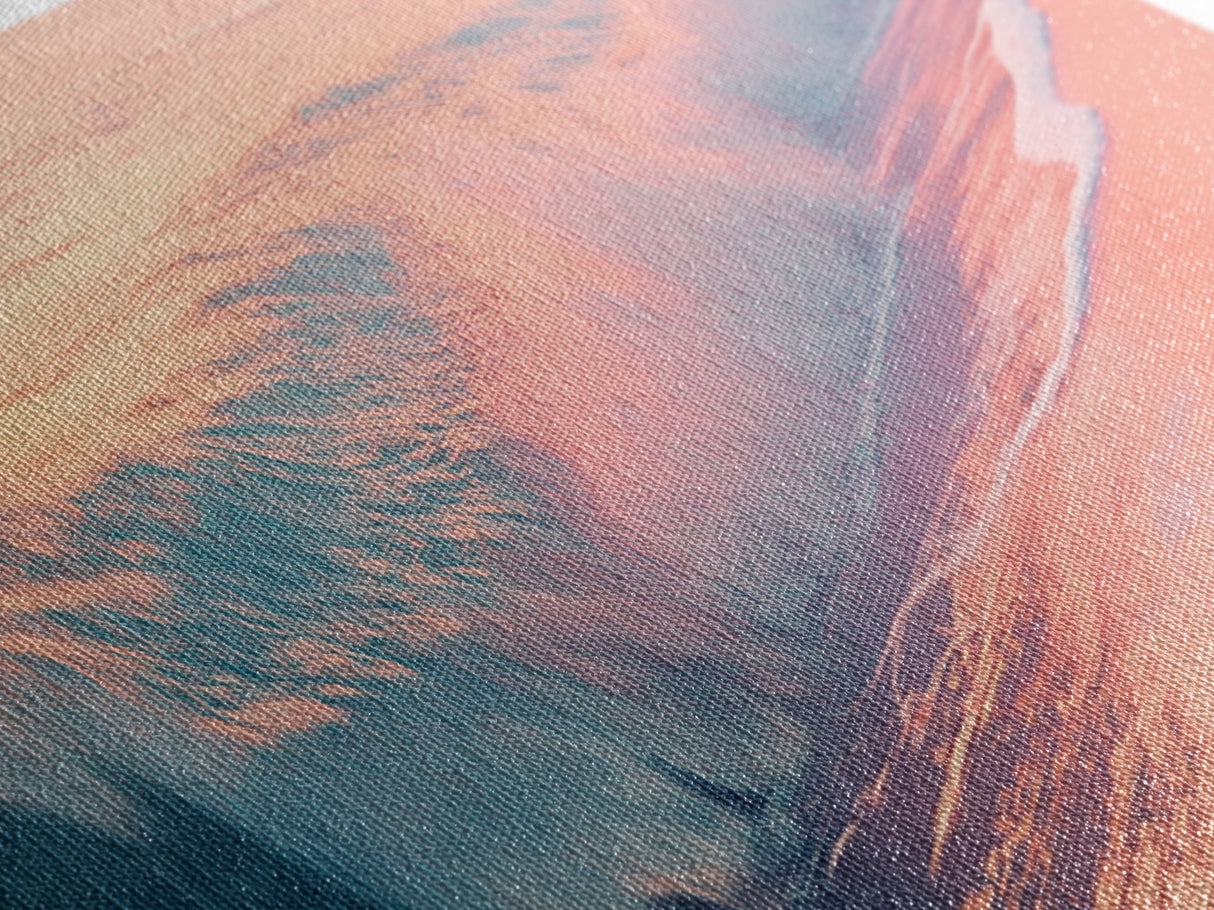 Pink Ocean Waves Canvas Print Coastal Wall Art, Beach Sunset Artwork, Modern Seascape Painting, Home Decor, Living Room Art
