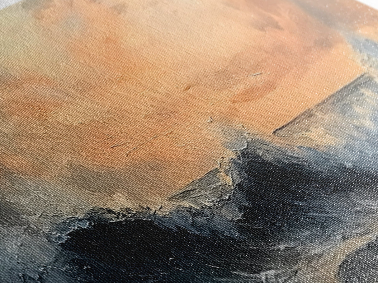 Stormy Ocean, Dramatic Sea Painting, Moody Coastal Wall Art, Nautical Decor, Canvas Print, Sunset Waves, Living Room Artwork