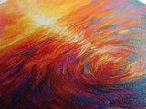Fiery Sunset, Abstract Seascape Painting, Vibrant Ocean Art, Sunset Glow, Canvas Print, Nautical Home Decor, Bedroom Artwork