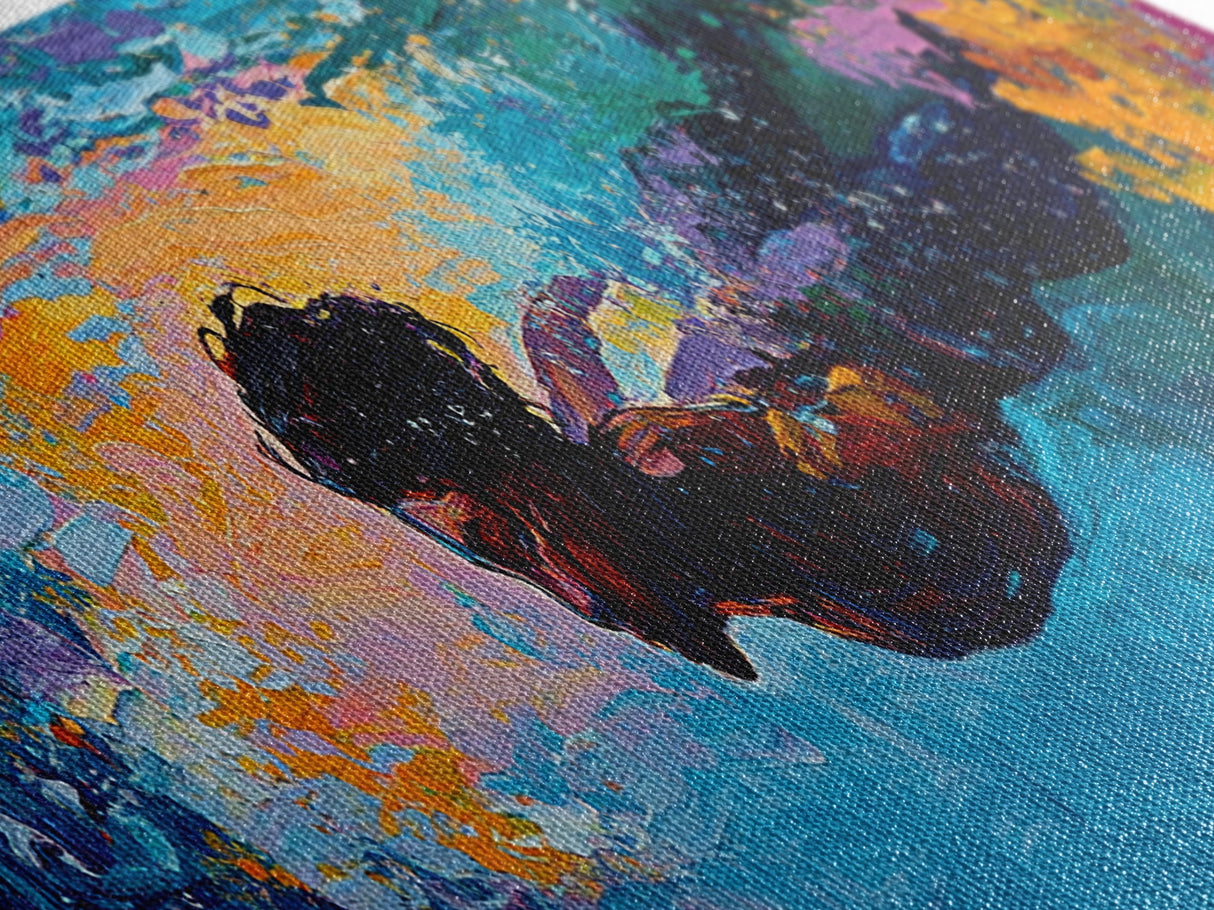 Underwater, Swimmer, Colorful, Abstract, Canvas Print, Vibrant Art, Living Room Decor, Ocean Wall Art, Modern Painting