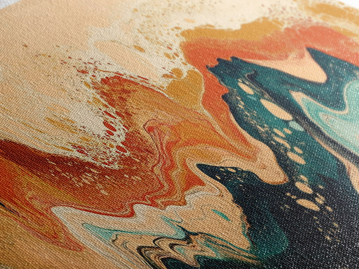 Earthy, Abstract, Swirl, Texture, Framed Canvas Print, Boho Wall Art, Warm Tones Painting, Living Room Decor, Modern Aesthetic