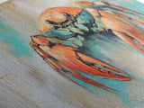 Rustic Crab Art Framed Canvas Print Coastal Nautical Wall Decor, Beach House Kitchen Art, Textured Ocean Painting, Living Room Accent