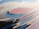 Ocean Wave, Surf Art, Coastal Wall Decor, Beach Vibes, Blue and Pink Seascape, Watercolor Style, Modern Living Room Art, Canvas Print