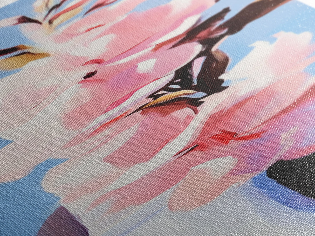 Pink Flowers, Botanical, Blooming Art, Nature Wall Art, Feminine Decor, Modern Floral Painting, Bedroom Aesthetic, Canvas Print