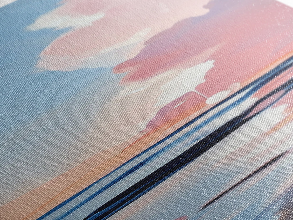 Sunset Glow, Serene Beach Painting, Pastel Coastal Wall Art, Ocean Reflection, Boho Home Decor, Canvas Print, Dining Room Wall Art