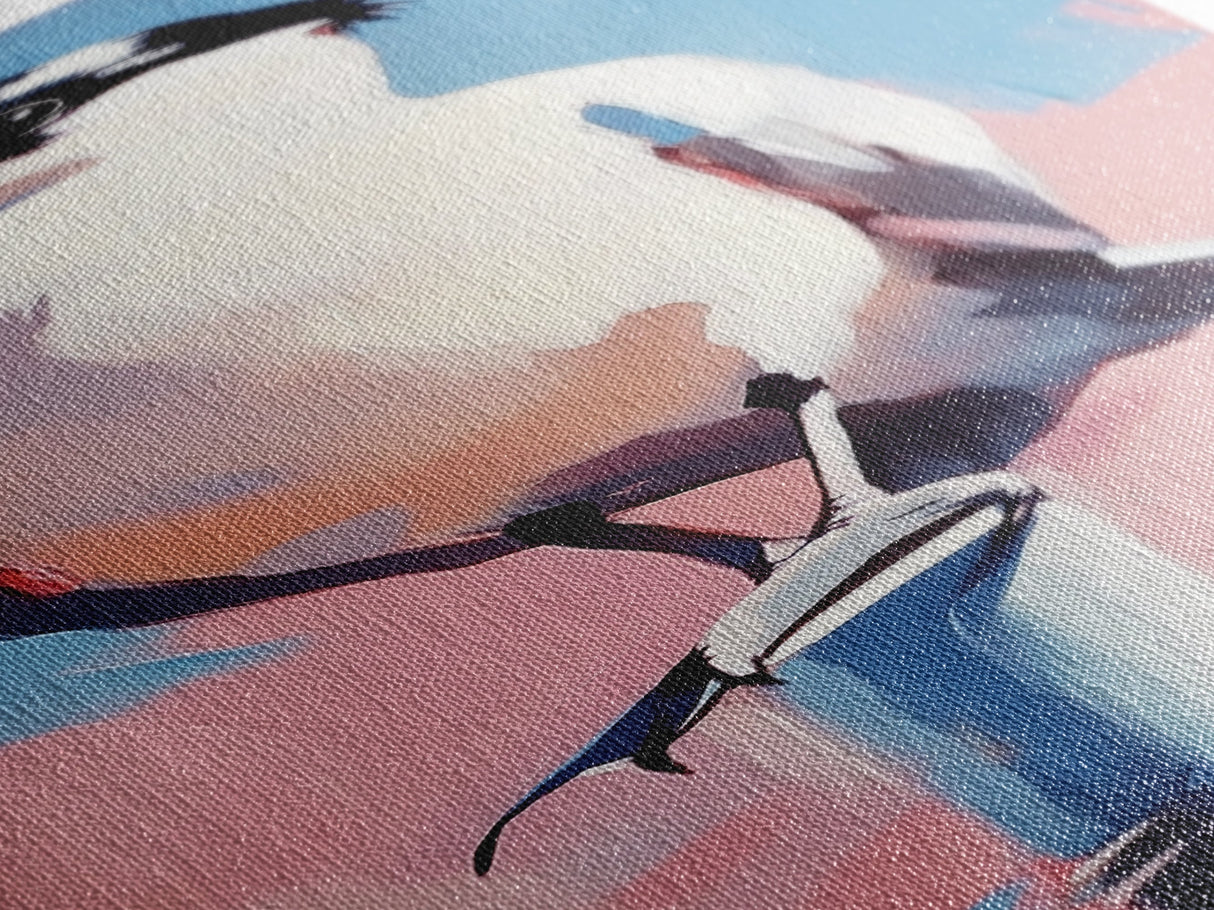 Seabird, Coastal Nature Art, Serene Beach Scene, Pastel Blue Pink, Minimalist Bird Painting, Nautical Wall Decor, Framed Canvas Print