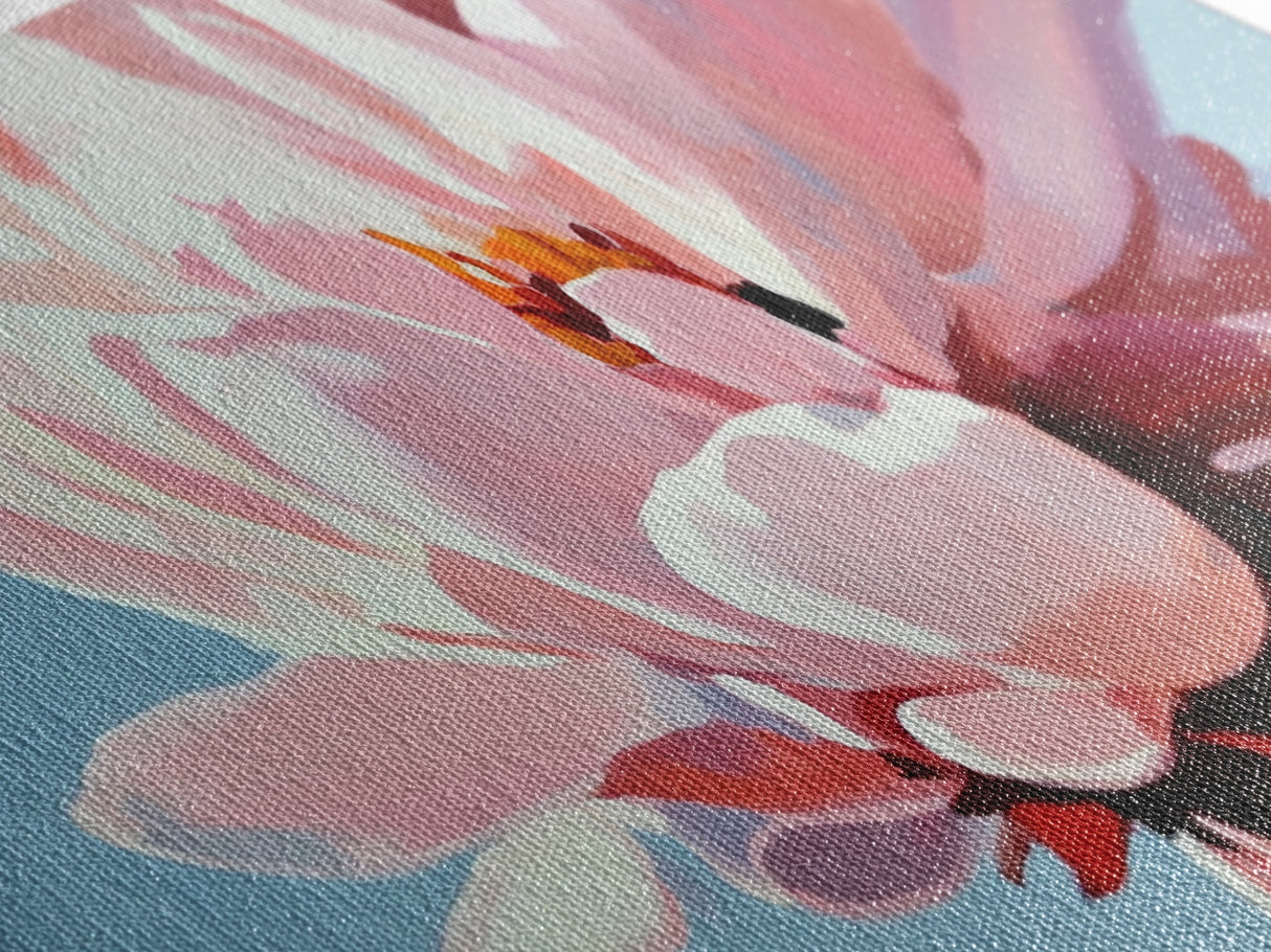 Peony Bloom, Floral Wall Art, Feminine Aesthetic, Modern Minimalist, Blush Pink Painting, Framed Canvas Print, Bedroom or Office Decor