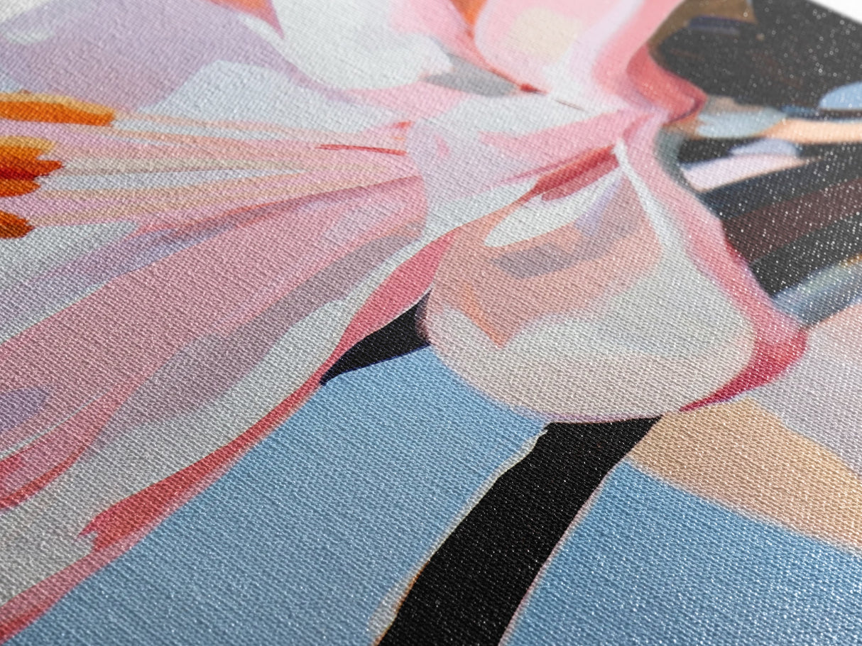 Pink Lily, Floral Painting, Modern Flower Wall Art, Framed Canvas Print, Bedroom Decor, Feminine Aesthetic, Boho Botanical Art