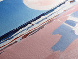 Moonlit Beach, Ocean Waves, Surreal Seascape, Canvas Print, Dreamy Coastal Art, Living Room Decor, Nautical Aesthetic, Minimalist Art