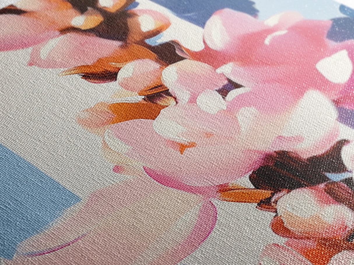 Sunlit Blossoms, Soft Pastel, Romantic Floral Art, Feminine Wall Decor, Modern Botanical Painting, Bedroom Wall Art, Canvas Print