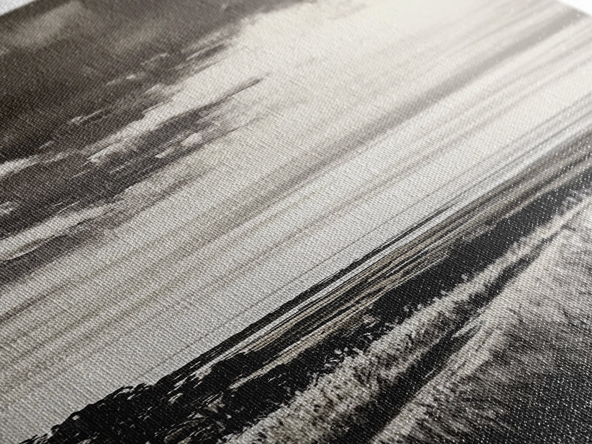 Stormy Horizon, Moody Landscape, Coastal View, Canvas Print, Black and White Art, Minimalist Painting, Modern Wall Decor, Office Art