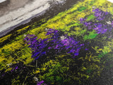 Purple Wildflowers, Impressionist Landscape, Vibrant Nature Art, Country Home Decor, Framed Canvas Print, Bedroom Wall Art, Floral Artwork