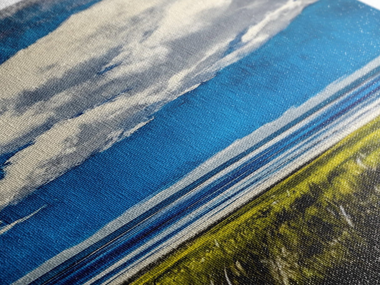 Ocean Horizon Art, Coastal Landscape Wall Decor, Sky and Clouds Painting, Serene Beach House Art, Nautical Artwork, Framed Canvas Print