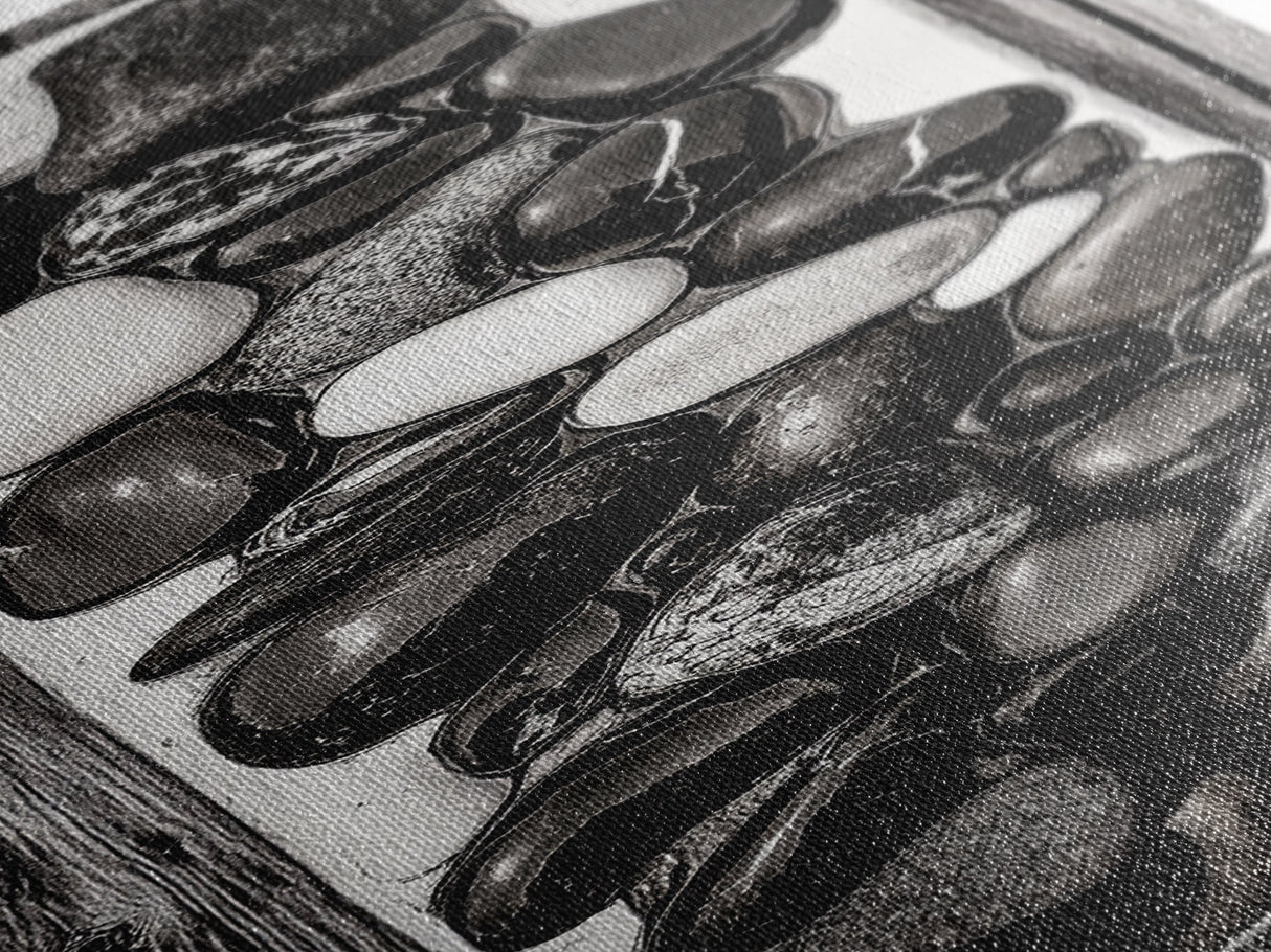 Black and White Stones, Minimalist Rock Art, Rustic Home Decor, Natural Texture Print, Modern Zen Wall Art, Framed Canvas Print