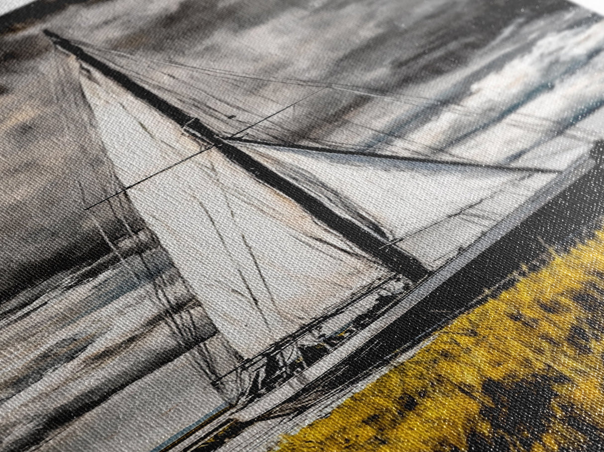 Sailing Boat, Nautical Art, Coastal Decor, Ocean Painting, Framed Canvas Print, Beach House Wall Art, Maritime Theme, Rustic Ocean Artwork