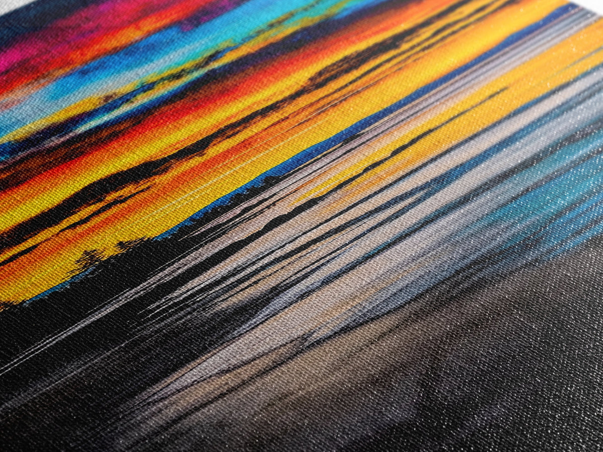 Colorful, Sunset, Reflection, Canvas Print, Ocean View Art, Bright Sunset Painting, Modern Home Decor, Bedroom Wall Art