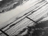 Dark Ocean, Stormy Sky, Coastal Landscape, Black and White Art, Moody Seascape, Living Room Wall Art, Nautical Decor, Framed Canvas Print