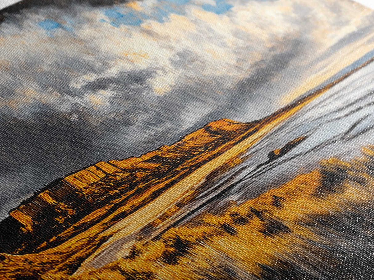 Canyon, Dramatic Sky, Southwest, Desert, Framed Canvas Print, Western Landscape Wall Art, Rustic Home Decor, Nature Painting, Fall Colors