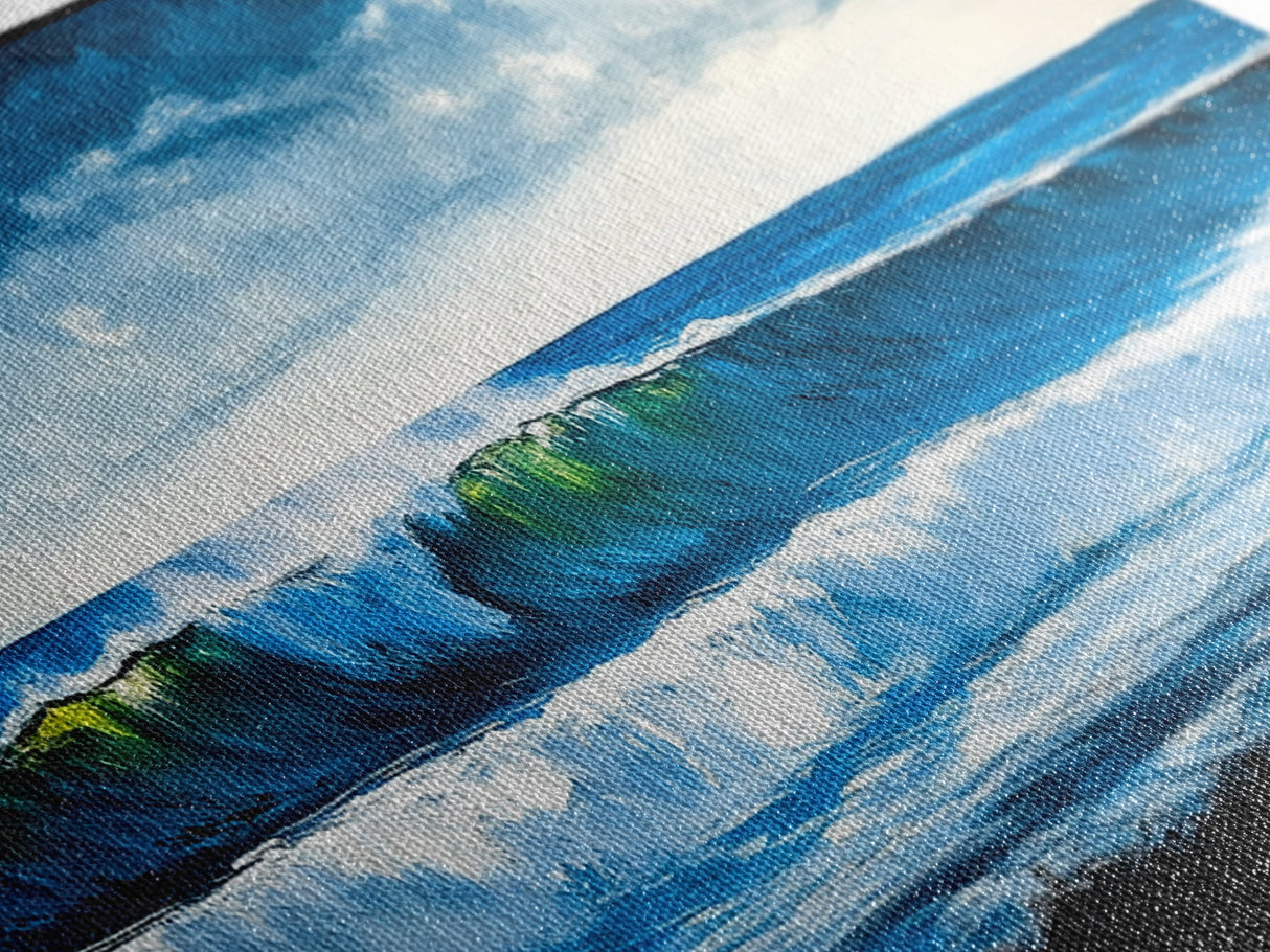 Rolling Waves, Deep Blue, Surf Art, Framed Canvas Print, Ocean Themed Decor, Beach House Art, Living Room Wall Art, Coastal Home Accent