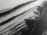 Misty Mountain, Black White Wall Art, Landscape Painting, Nature Artwork, Modern Home Decor, Minimalist Art, Framed Canvas Print