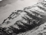 Snowy Peak, Mountain Landscape, Monochrome Art, Winter Wall Art, Nature Inspired, Rustic Wall Decor, Large Wall Art, Framed Canvas Print