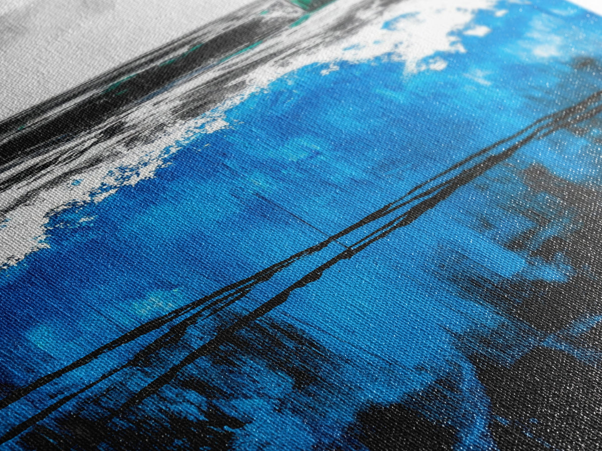 Ocean Waves, Abstract Seascape, Blue Wall Art, Coastal Decor, Modern Nautical, Large Wall Art, Living Room, Canvas Print, Gift Idea