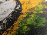 Abstract Horn, Black and Yellow Modern Painting, Bold Expressionist Art, Framed Canvas Print, Contemporary Office or Loft Wall Decor