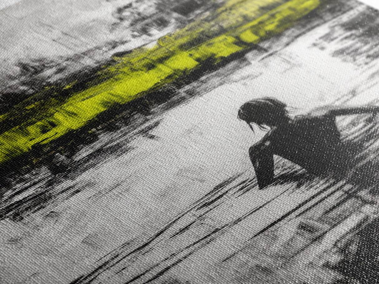 Woman in Water, Abstract Reflection, Moody Wall Art, Black and White Canvas Print, Contemporary Bedroom Art, Minimalist Home Decor