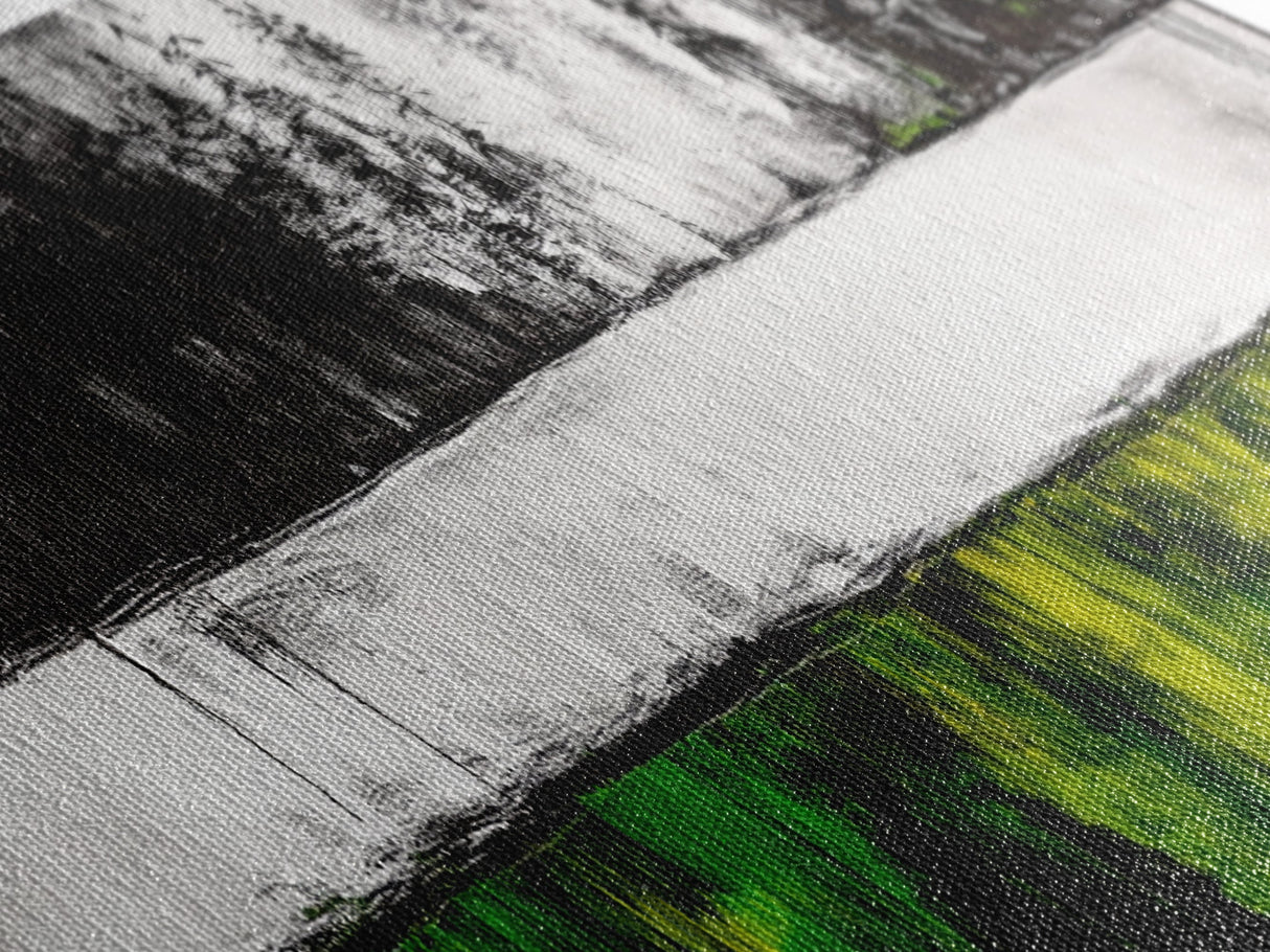 Green Field, Monochrome Forest, Abstract Landscape, Modern Canvas Print, Framed Canvas Print, Minimalist Nature Art, Living Room Wall Decor