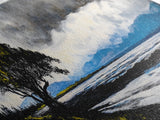 Stormy Landscape, Dramatic Tree Art, Coastal Wall Art, Nature Inspired Decor, Framed Canvas Print, Living Room Art, Moody Wall Art, Blue Tones