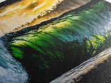 Tropical Wave, Green Ocean, Sunset Beach, Coastal Vibes, Canvas Print, Large Wall Art, Living Room Decor, Surf Style