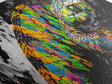 Colorful Snake, Psychedelic Reptile Art, Nature Painting, Wildlife Print, Vibrant Scales, Unique Wall Decor, Framed Canvas Print