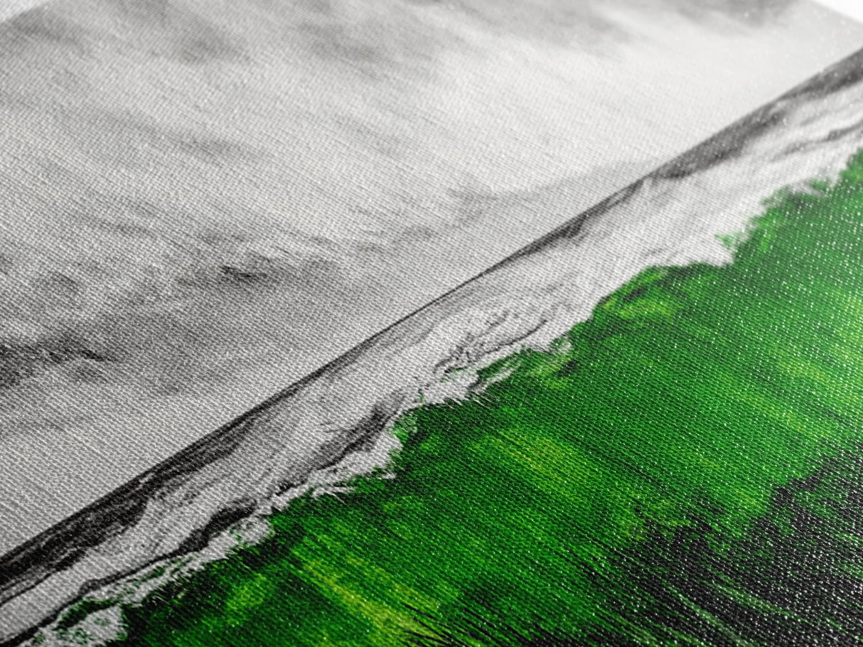 Green Ocean, Coastal Storm, Vibrant Seascape, Framed Canvas Print, Beach Art, Abstract Ocean Painting, Minimalist Wall Decor, Living Room Art