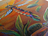 Dragonfly Wings, Garden Sunset, Whimsical insect decor Canvas Print, vibrant boho nature wall art, entryway statement piece
