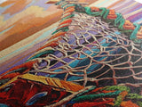 Net Ocean, Sunset Nautical – Canvas Print rustic fisherman’s net painting, nautical themed wall art, beach decor, living room statement art