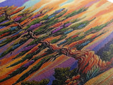 Tree, Mountain, Sunset, Forest, Canvas Print, magical forest tree painting, vibrant mountain sunset wall art, whimsical boho nature decor