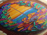 Surfboard Flower, Ocean, Framed Canvas Print, Tropical Beach Wall Art, Boho Coastal Decor, Colorful Surfboard Painting, Bedroom Art