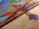 Star Sunset, Fiesta, Palm - Canvas Print Mexican star art, vibrant outdoor wall decor, rustic fiesta painting, patio or entryway accent