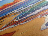 Rainbow Beach, Shoreline, Waves, Framed Canvas Print, abstract seascape, boho coastal art, modern living room beach wall decor