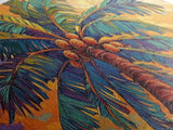 Palm Tree Sunset, Tropical, Framed Canvas Print, Bold colorful palm tree art in sunset sky, great Summer Beach Wall Art, tropical decor