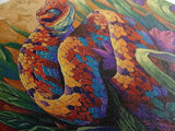 Colorful Snake, Nature, Framed Canvas Print, Jungle Reptile Wall Art, Tropical Home Decor, Bold Wildlife Art, Bedroom Accent, Boho Style