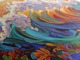 Bold Waves, Abstract, Ocean, Canvas Print, vibrant ocean wave art, abstract palette knife style, beach home décor, kitchen wall art