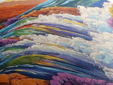 Waterfall Rainbow, Canyon, Bold, Framed Canvas Print vibrant nature bathroom decor, boho rainbow mountain wall art, fantasy print