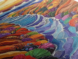 Ocean Tidepool, Rainbow, Shoreline, Canvas Print vivid shoreline tidepool painting, colorful abstract coastal artwork, ocean bathroom wall art