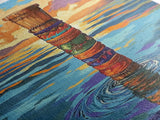 Tribal Water, Pole, Peaceful, Framed Canvas Print tranquil ocean pole artwork, tribal inspired sea painting, boho decor, hallway wall art